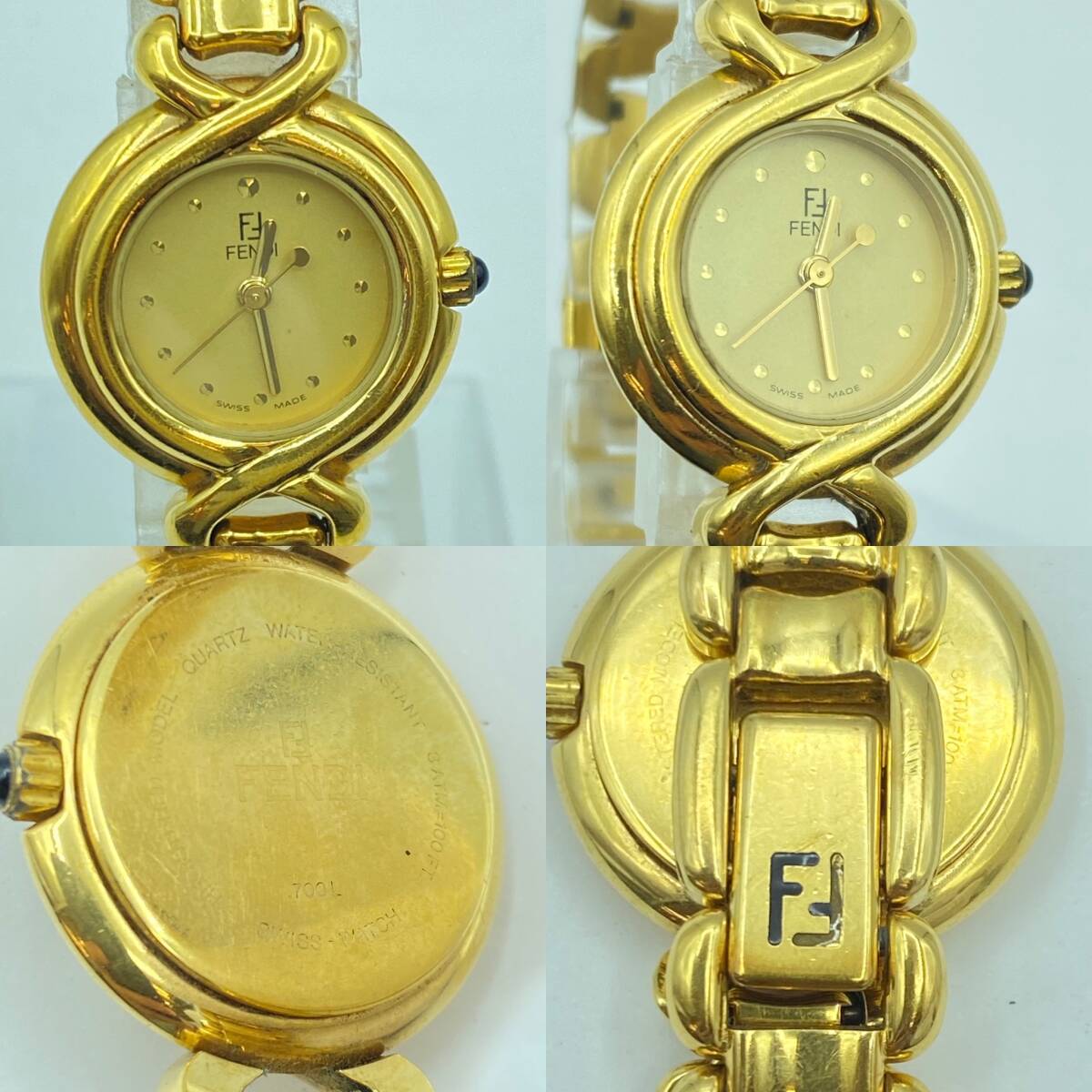 『F20』不動品/動作未確認/FENDI　フェンディ　700L/Gucci　グッチ　シェリーライン/クォーツ　ブレスウォッチ　レディース　現状品_画像6