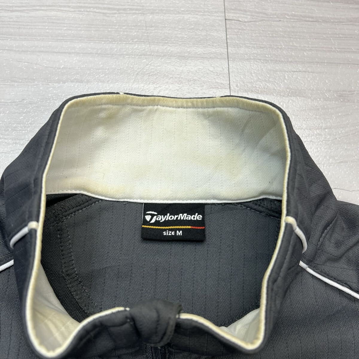(IT1003)TaylorMade テーラーメイド トラックジャケット ジャージ ハーフジップ M グレー ワンポイントロゴ レトロ_画像4