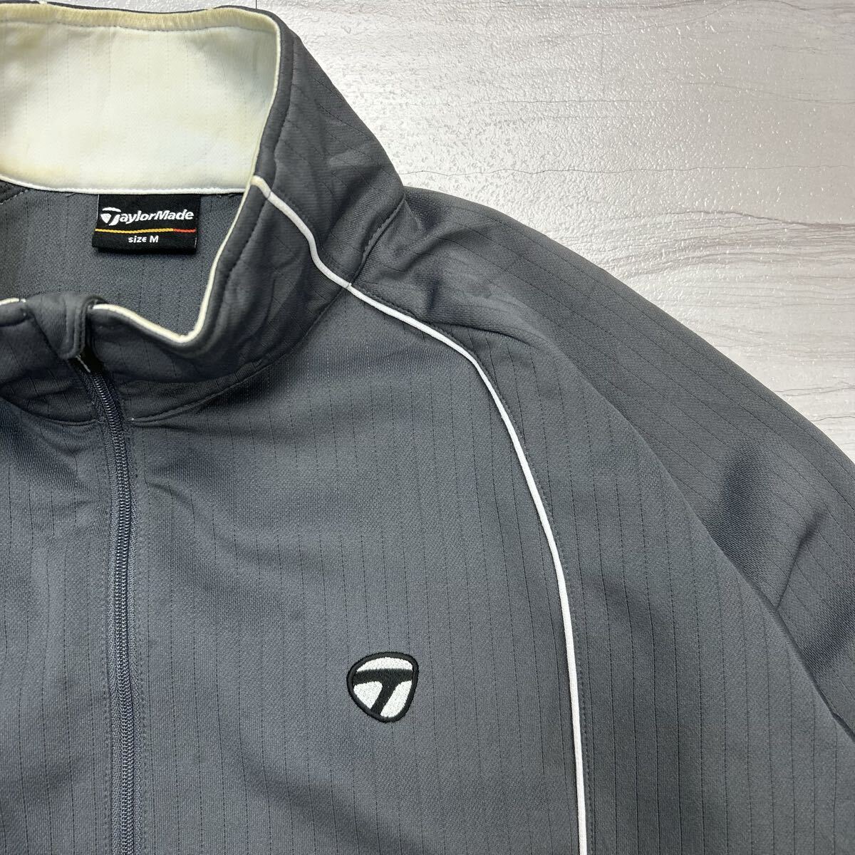 (IT1003)TaylorMade テーラーメイド トラックジャケット ジャージ ハーフジップ M グレー ワンポイントロゴ レトロ_画像5