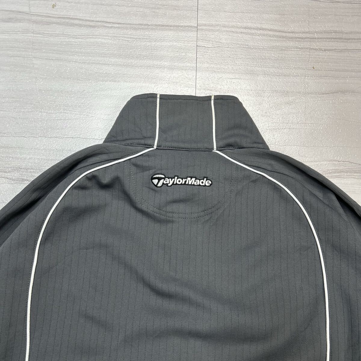 (IT1003)TaylorMade テーラーメイド トラックジャケット ジャージ ハーフジップ M グレー ワンポイントロゴ レトロ_画像9