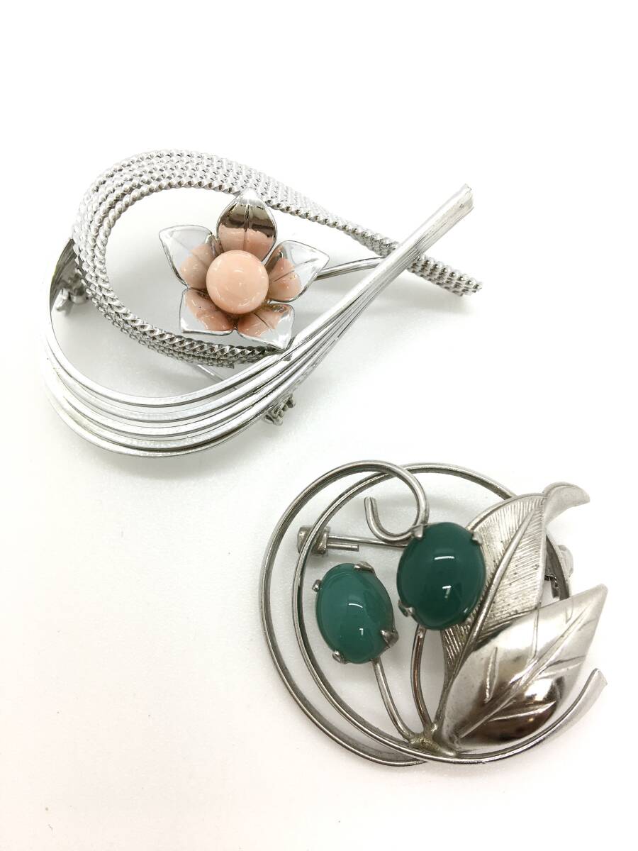 ◇1円◇ ブローチ まとめ10点セット シルバー ゴールド 花形 フラワー 葉っぱ リーフ サークル ストーン レディース アクセサリー 冠婚葬祭_画像5