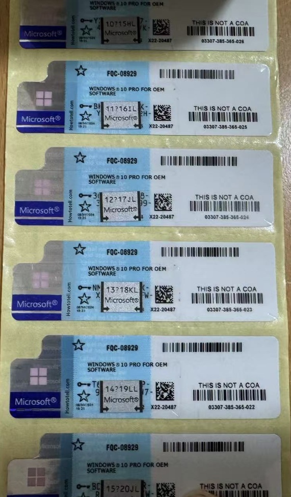 Windows 10 PRO COA プロダクトキー 10枚セット_画像1