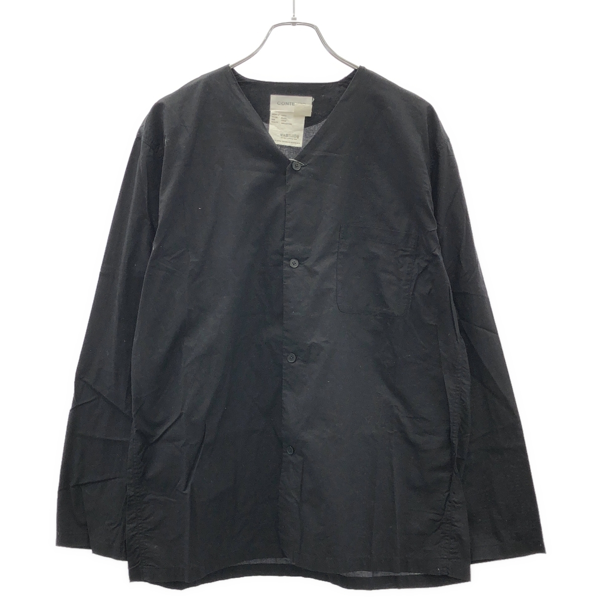 YAECA CONTEMPO ヤエカ コンテンポ ノーカラーシャツ 51915 ブラック L IT7GCO8J09XC_画像1