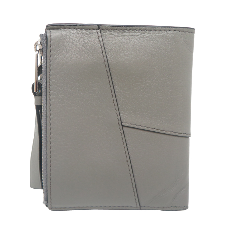 ［飯能本店］LOEWE ロエベ パズル スリム コンパクト C510W73X08 二つ折り財布 カーフ グレー レディース DH89858_画像2