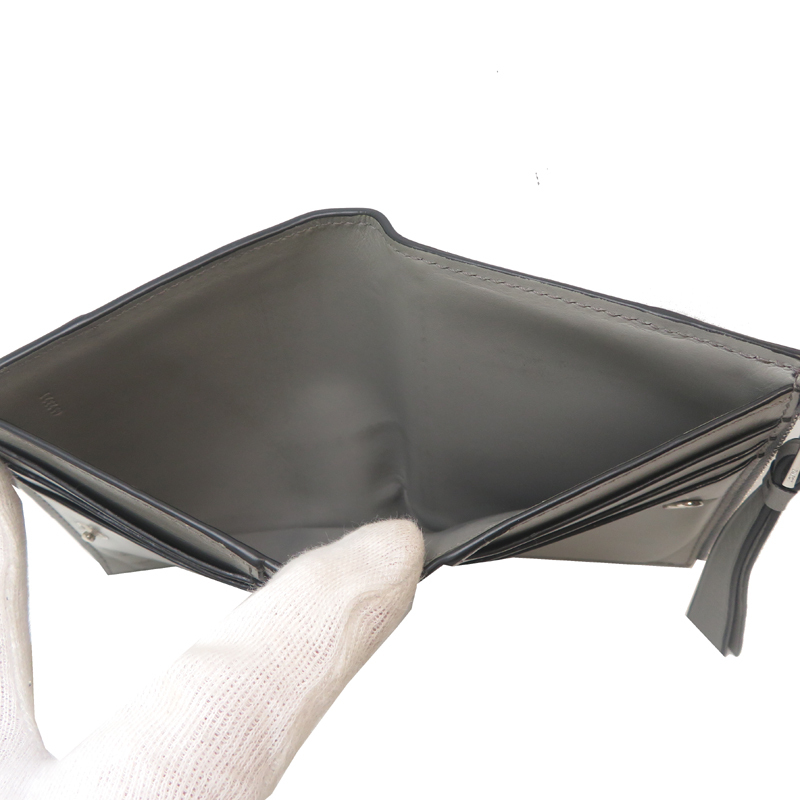 ［飯能本店］LOEWE ロエベ パズル スリム コンパクト C510W73X08 二つ折り財布 カーフ グレー レディース DH89858_画像6