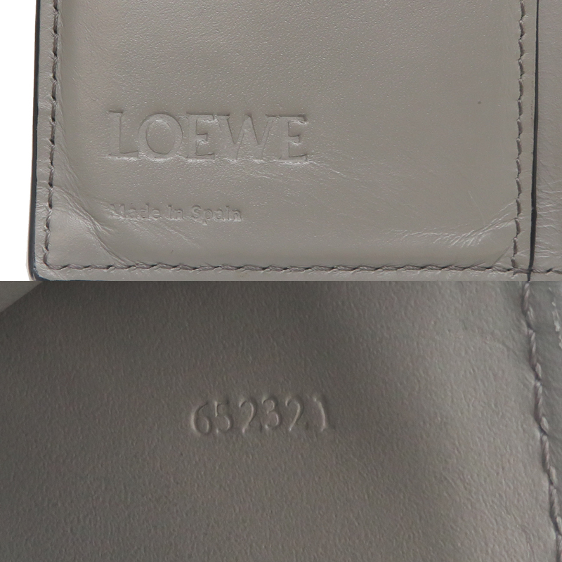 ［飯能本店］LOEWE ロエベ パズル スリム コンパクト C510W73X08 二つ折り財布 カーフ グレー レディース DH89858_画像8