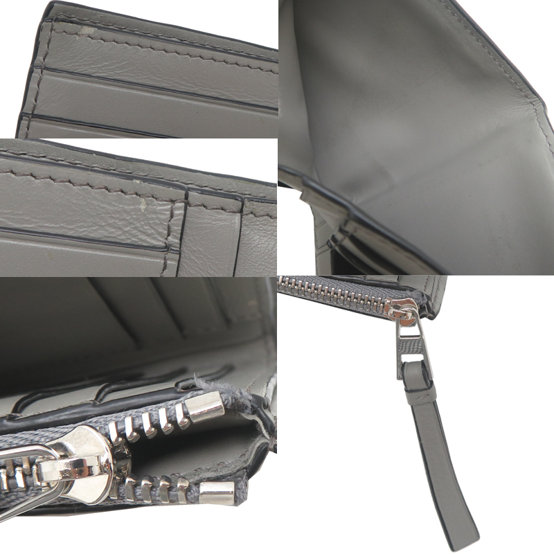 ［飯能本店］LOEWE ロエベ パズル スリム コンパクト C510W73X08 二つ折り財布 カーフ グレー レディース DH89858_画像10