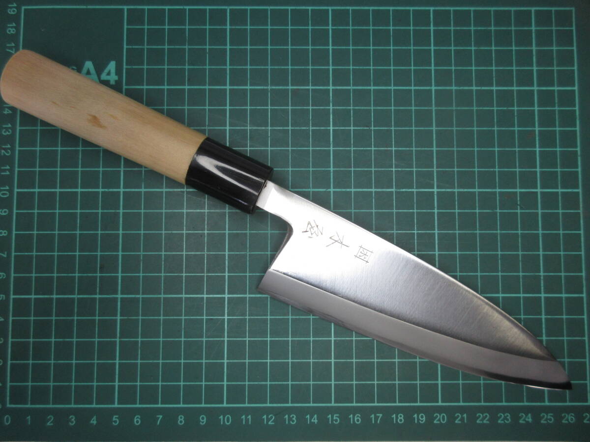 磨き＆研ぎ　追加写真有　木屋　イヅツキ困　出刃包丁１５ｃｍ　白鋼　水牛桂_画像1