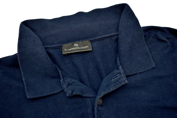 Y-9896★送料無料★Ermenegildo Zegna エルメネジルド ゼニア★胸にロゴ刺繍 ネイビー紺色 半袖 ポロシャツ Ｌ_画像5