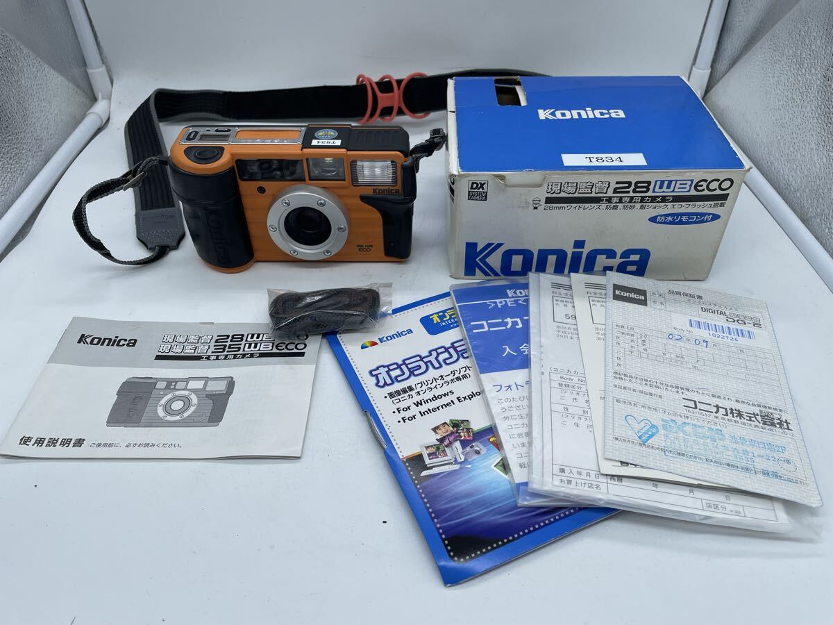 ジャンク KONICA 現場監督 WB28 コンパクトフィルムカメラ オレンジ_画像1