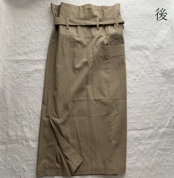 新品タグ付き　ユニ 　yuni 　スカート　ハイウエスト　ロングスカート　ラップ巻きカート　綿コットン　ベージュ定価1,4万_画像9