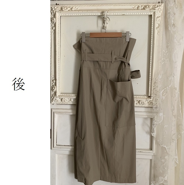 新品タグ付き　ユニ 　yuni 　スカート　ハイウエスト　ロングスカート　ラップ巻きカート　綿コットン　ベージュ定価1,4万_画像10