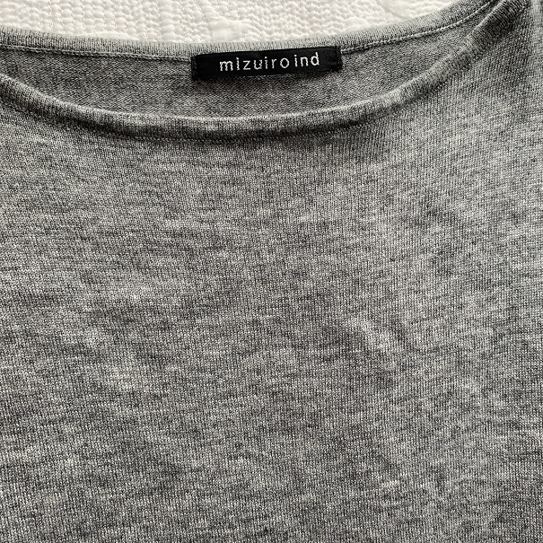 美品 ミズイロインド mizuiro-ind ニット ノースリーブ チュニック ワンピース コクーン ロング ベスト グレー Fフリー レディース_画像4