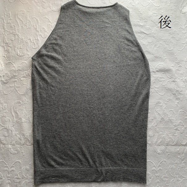 美品 ミズイロインド mizuiro-ind ニット ノースリーブ チュニック ワンピース コクーン ロング ベスト グレー Fフリー レディース_画像9