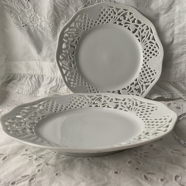 Schumann Bavaria シューマン ババリア 透かし皿 2枚セット レースプレート 白磁器 ドイツ製 アンティーク ヴィンテージ_画像10