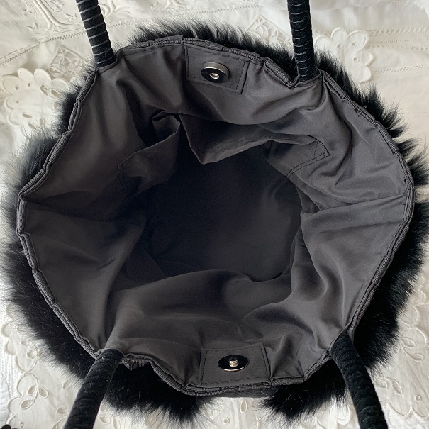 インゲボルグ INGEBORG リボン編みバスケット ファーショルダーバッグ 黒ブラック PINK HOUSE ピンクハウス 金子功 鞄_画像4