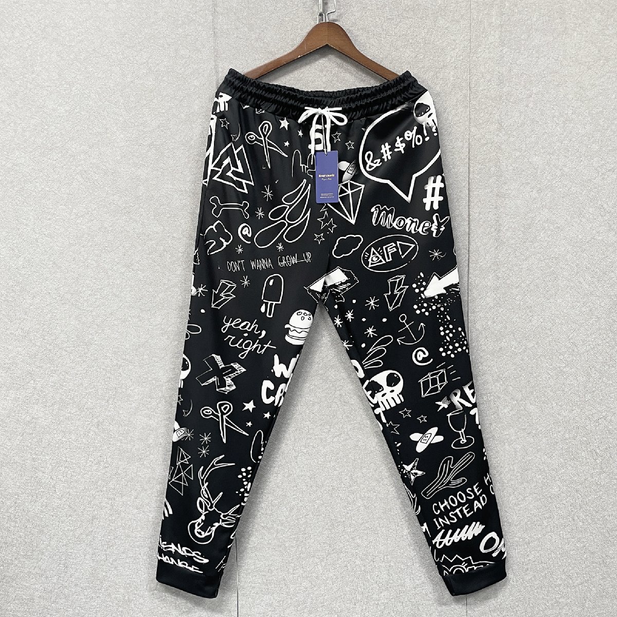 新作・上下セット 定価8万◆Emmauela・イタリア・ミラノ発◆薄手 速乾 総柄 パーカー ロングパンツ スウェットパンツ スポーツウェア L/48_画像7