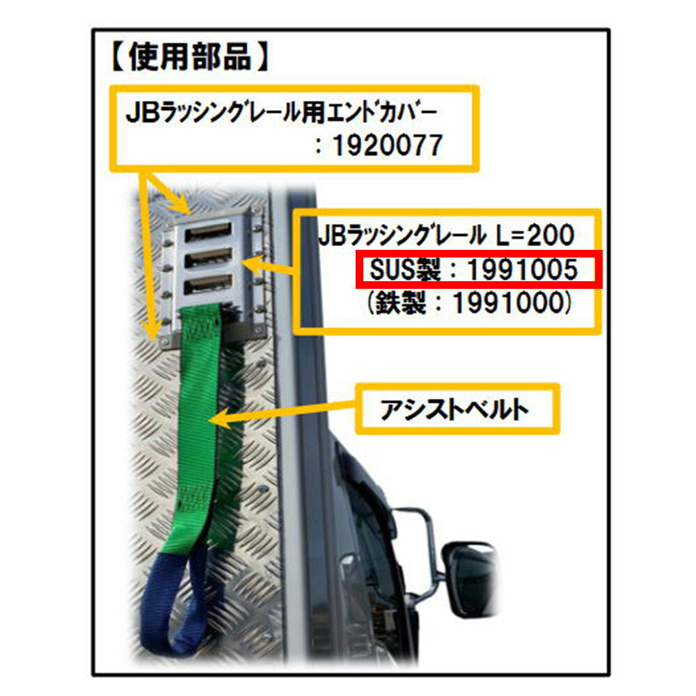 トラック用品 JB ラッシングレール ステンレス SUS304 20cm 穴付 1991005_画像3