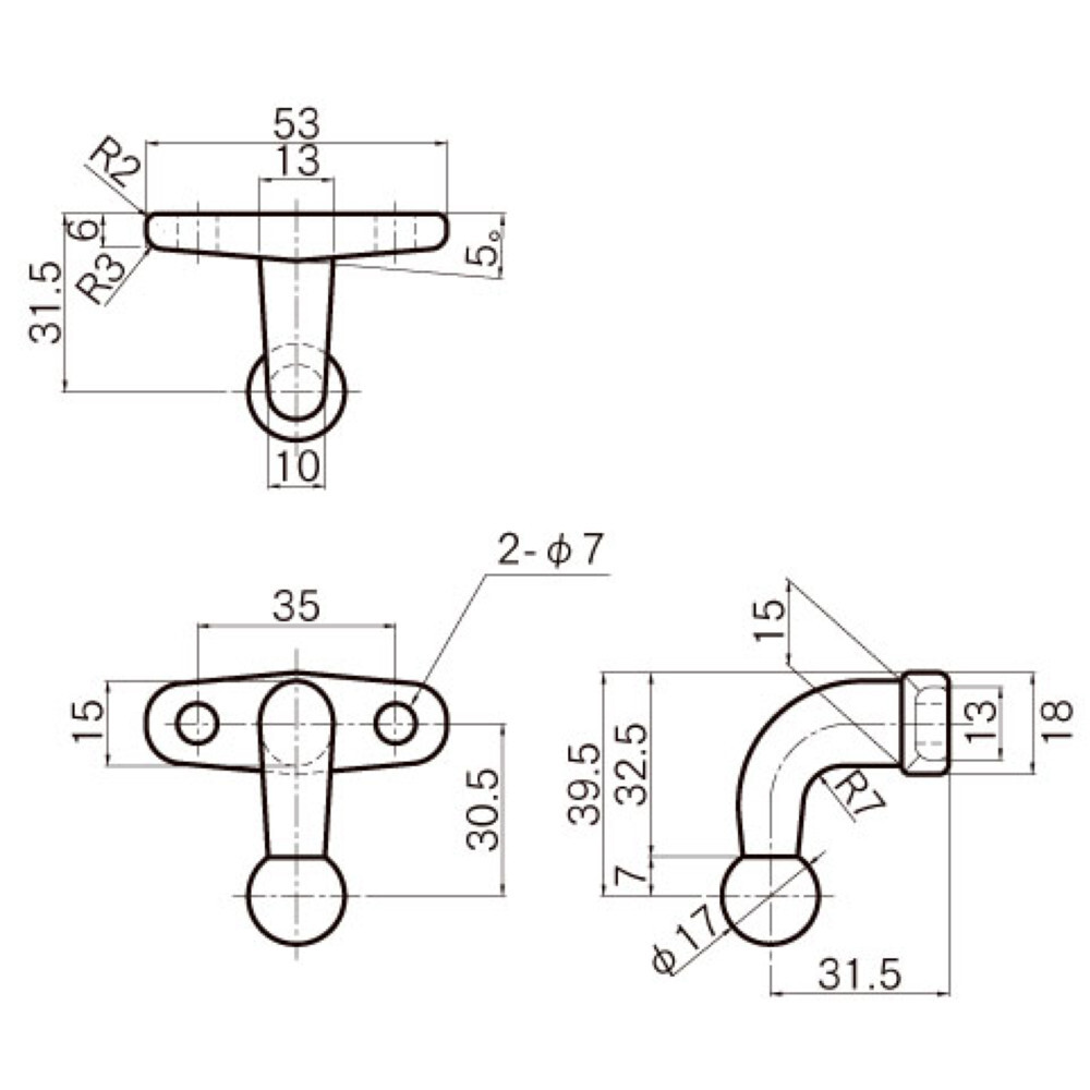 JB ロープフック T型 三価メッキ B738 1050010_画像2