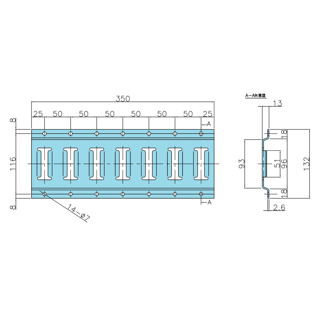 JB ラッシングレール 鉄製 スチール グレー 35cm 穴付 1991500_画像2