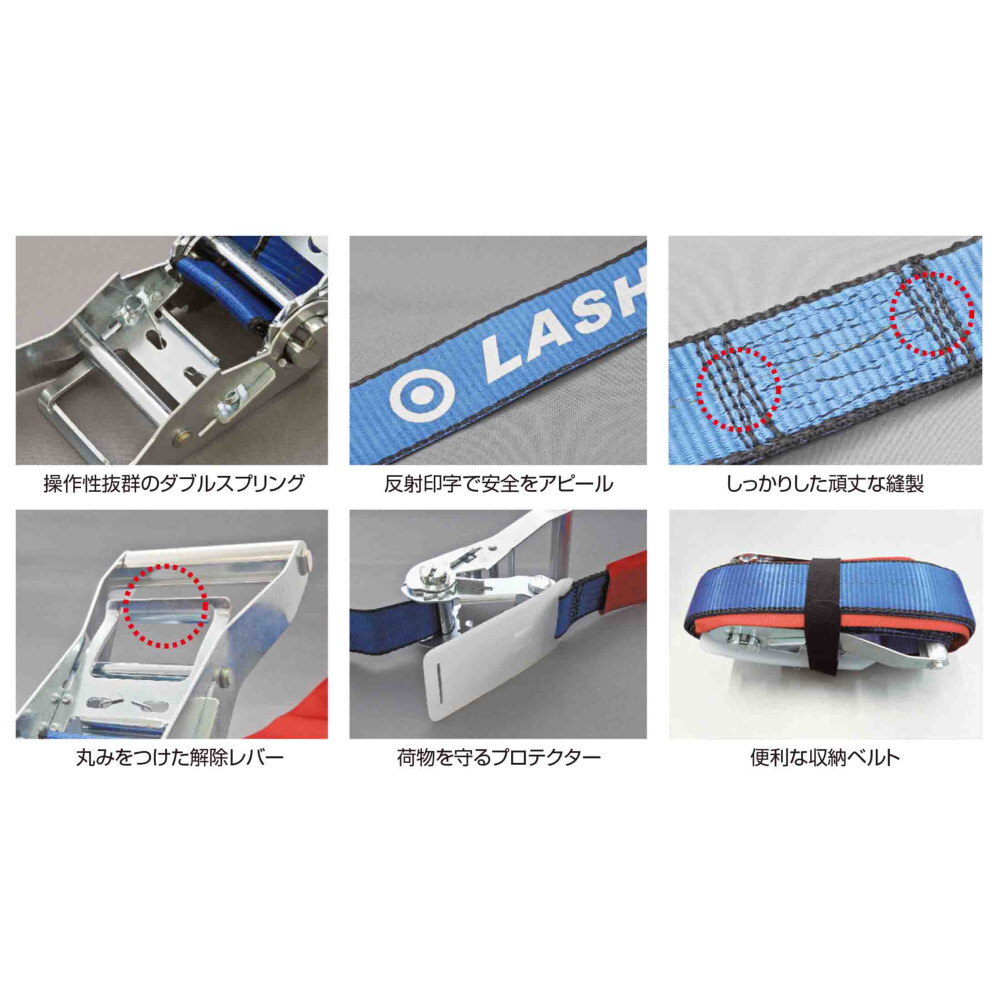 JB ラッシングベルト クロスフック金具 全長7m 固定1m+調整6m LSR50SC10-60CS 1980131P_画像6