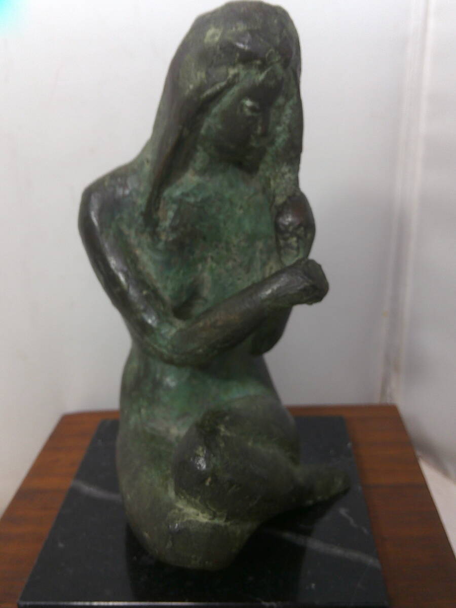 秋山沙走武、元国画展会員・「裸婦座像」・ブロンズ_画像1