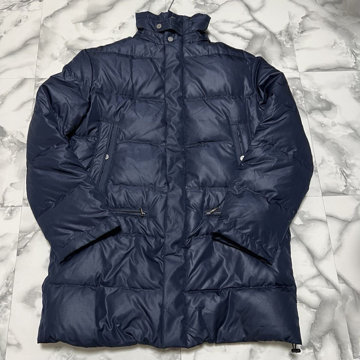 未使用級●希少XL! アレグリ allegri ダウンコート ジャケット 3way フォックスファー フード着脱可 ヘリンボーン 肉厚 極暖 LL ネイビー_画像4