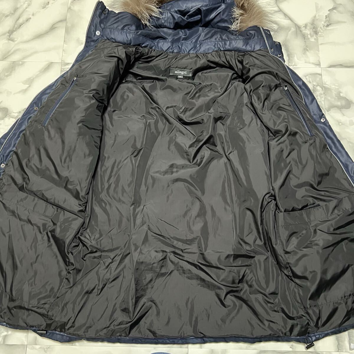未使用級●希少XL! アレグリ allegri ダウンコート ジャケット 3way フォックスファー フード着脱可 ヘリンボーン 肉厚 極暖 LL ネイビー_画像6