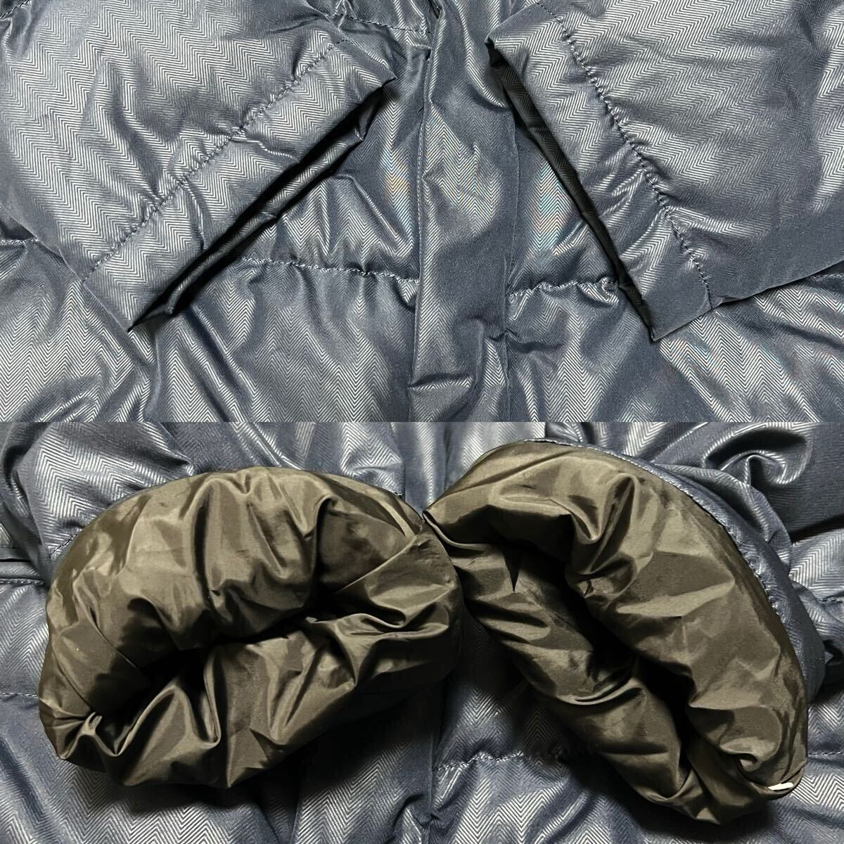 未使用級●希少XL! アレグリ allegri ダウンコート ジャケット 3way フォックスファー フード着脱可 ヘリンボーン 肉厚 極暖 LL ネイビー_画像7