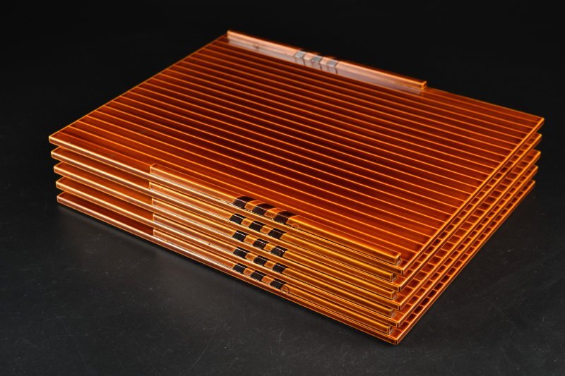 【蔵A5551b】飛騨春慶塗 四方膳 盆 五客_画像2