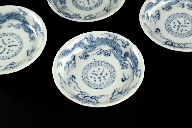 【蔵A4313】古伊万里 染付 雲龍図 小皿 十客_画像1