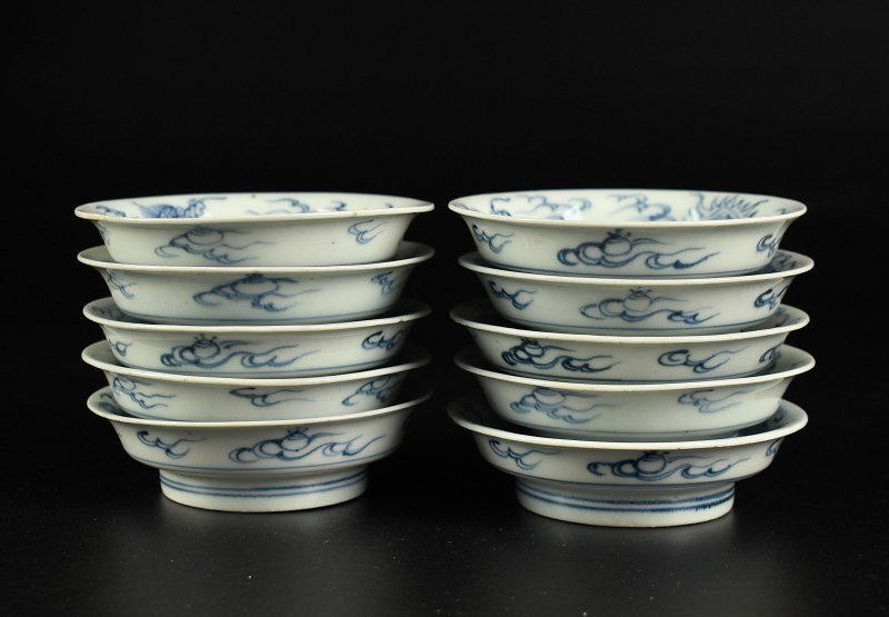 【蔵A4313】古伊万里 染付 雲龍図 小皿 十客_画像6