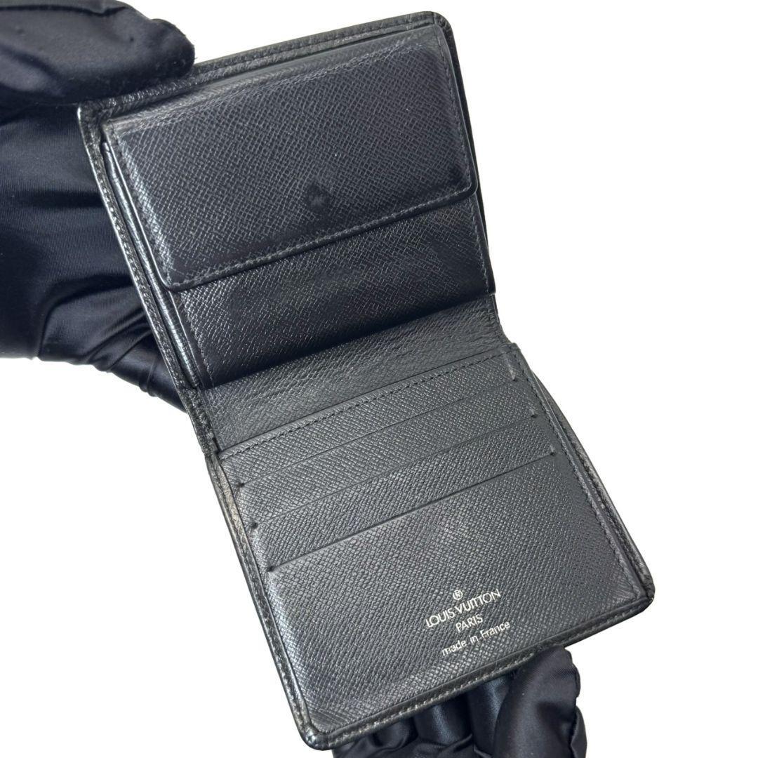 良品 ルイヴィトン タイガ ポルト ビエ 3カルト クレディ ブラック 黒 財布 折り財布 二つ折り ウォレット M30452 LOUIS VUITTON_画像3