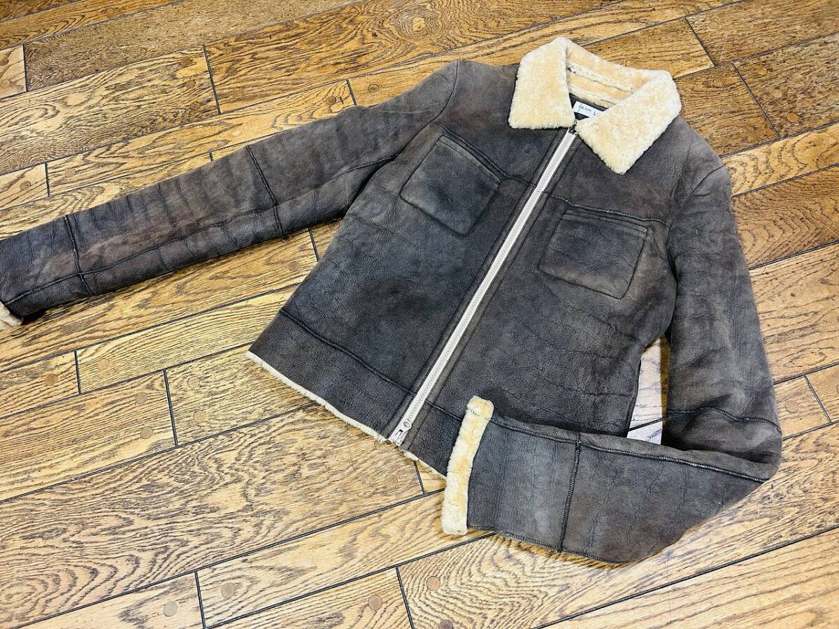 A3329 ミラショーン mila schon◆ジップアップ ムートン ジャケット/ブルゾン レディー40 ブラウン_画像1