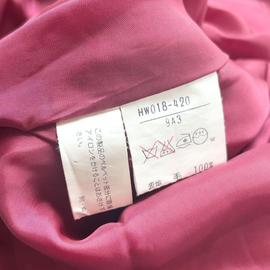 希少◎着丈114cm!! Yves Saint Laurent イヴサンローラン ヴィンテージ ロングコート ベルベット フレア ベロア 高級感 レトロ ピンク 黒_画像9