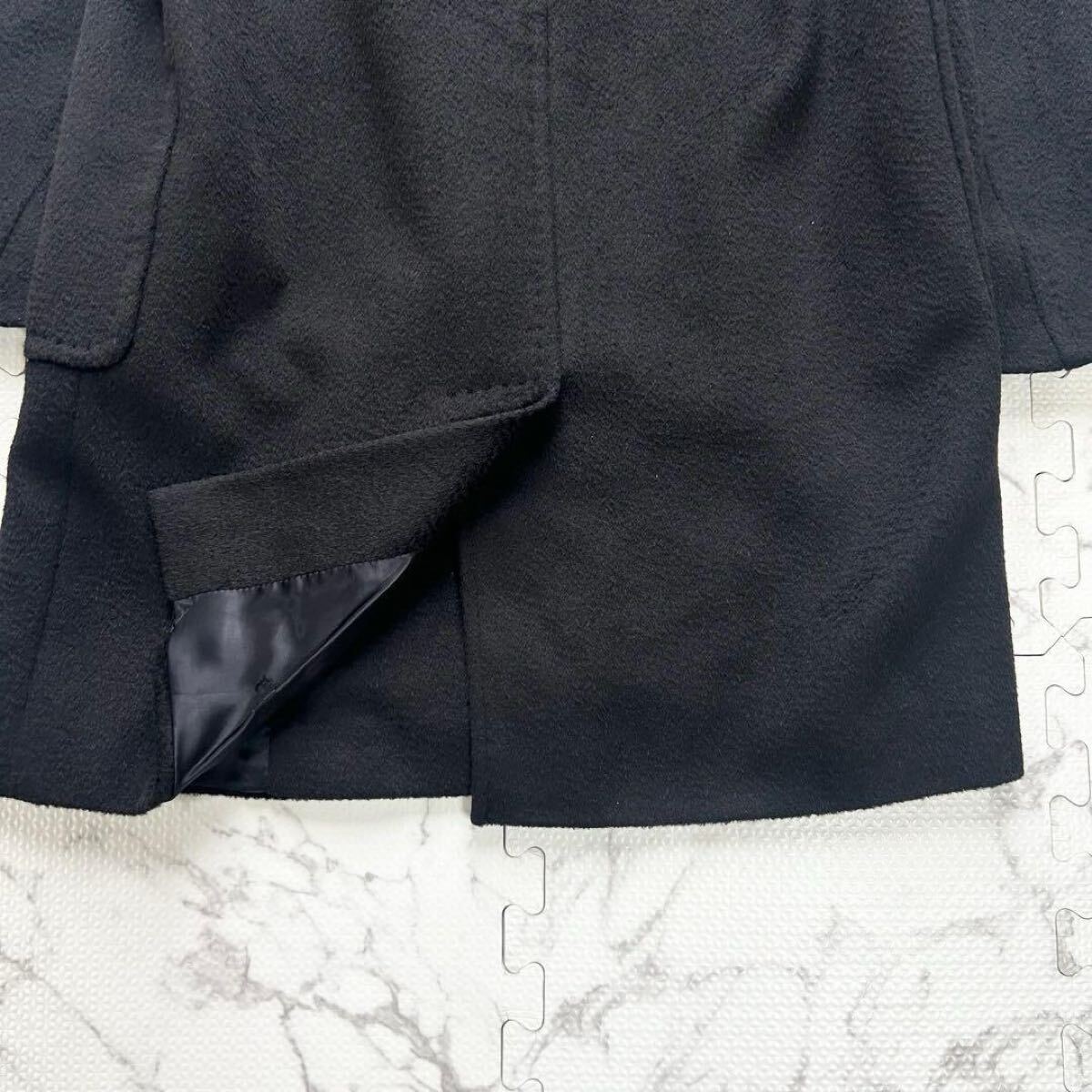 極美品◎定価45万!! MaxMara マックスマーラ リアルト RIALTO キャメル100% フーデットコート ウールコート 白タグ 最高級 40 L相当 黒_画像6