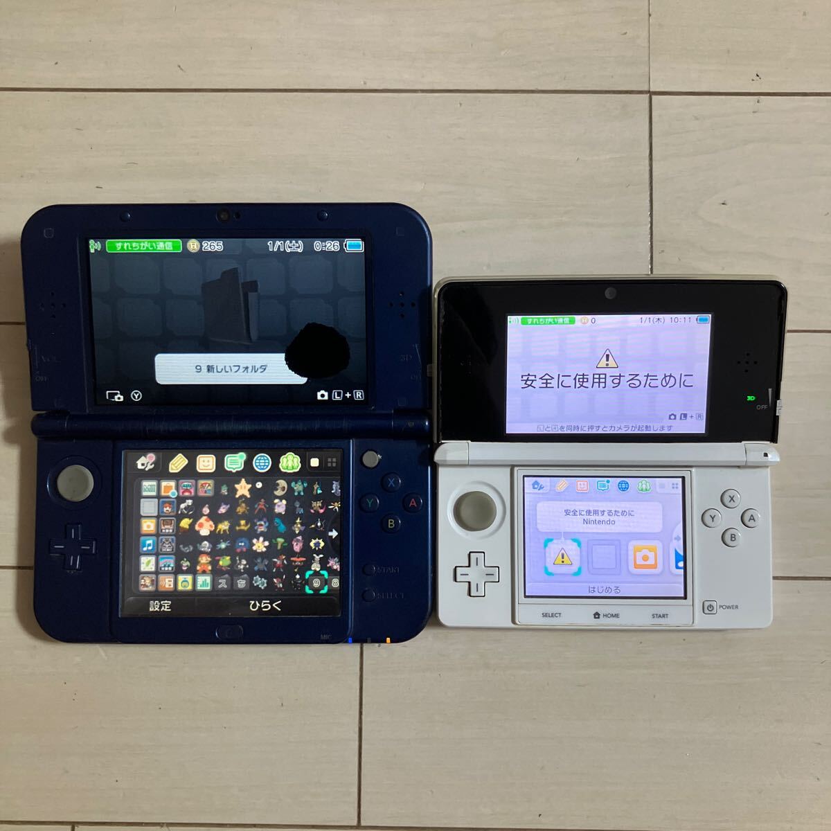 Nintendo NEW 3DS LL RED-001 CTR-001 本体 2台 セット バッテリーパック 付き ニンテンドー ニュー スリーディーエス エルエル ジャンク_画像1