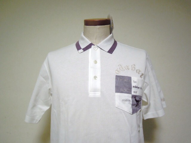 アダバット●adabat●半袖●デザインウエアー●機能性シャツ/アイスギア●ホワイト×パープル●サイズ48●未使用_画像1