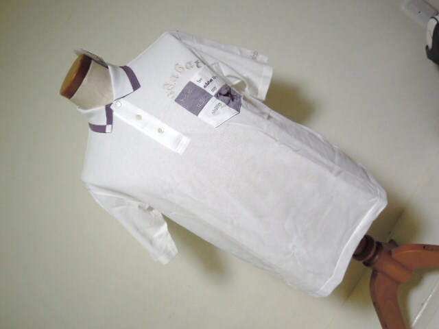 アダバット●adabat●半袖●デザインウエアー●機能性シャツ/アイスギア●ホワイト×パープル●サイズ48●未使用_画像2