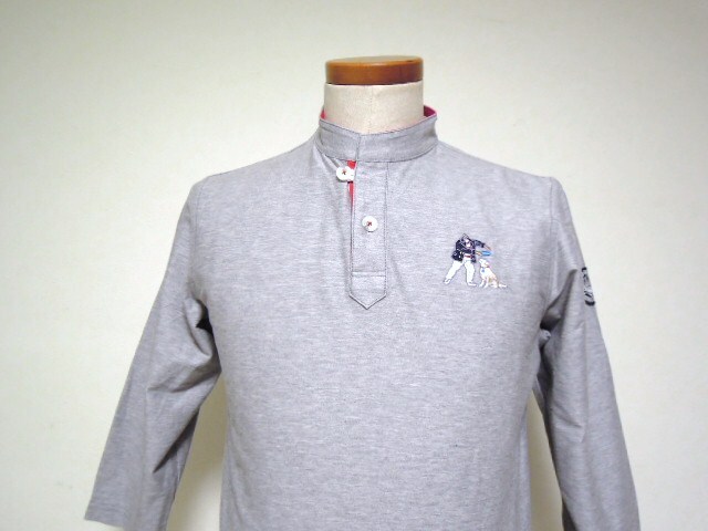 SINA COVA●シナコバ●七部丈●襟付き●デザインシャツ●おしゃれ大人デザイン●サイズM●グレー●美品_画像1