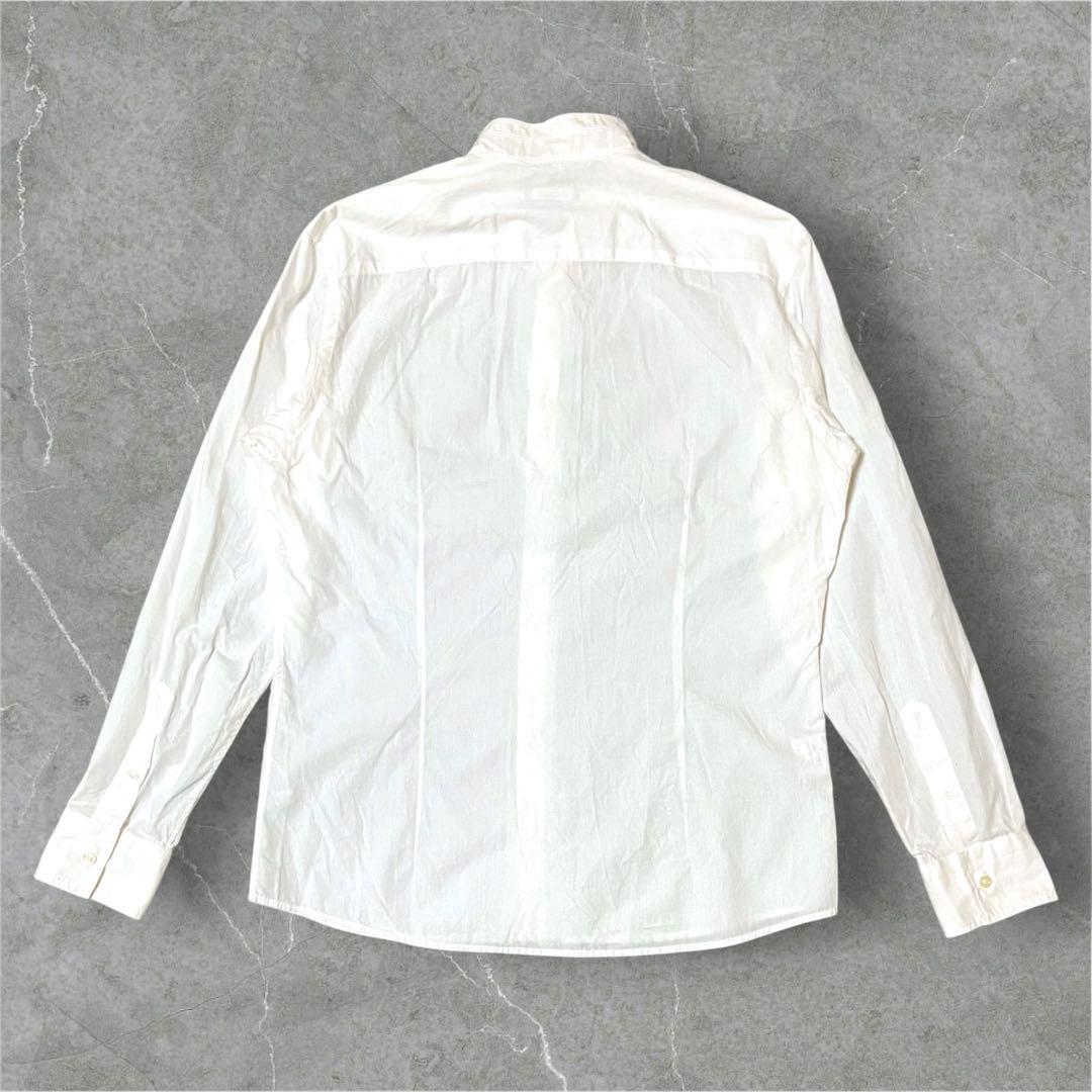 【人気】allegri 長袖シャツ size:48 ホワイト スタンドカラー アレグリ 白 L シンプル ベーシック オフィスカジュアル フォーマル メンズ_画像3