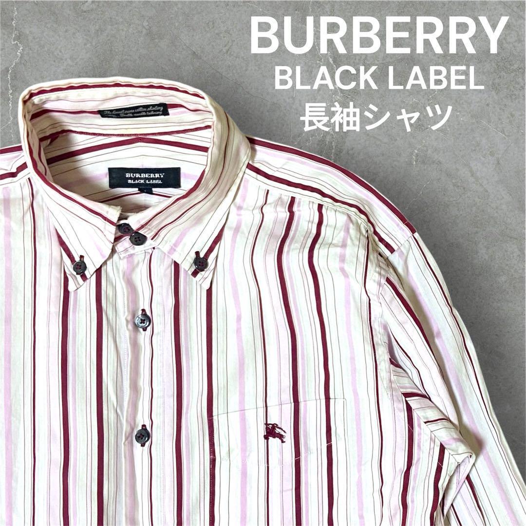【人気】BURBERRY BLACK LABEL 長袖シャツ ストライプ 1 バーバリー ブラックレーベル 三陽商会 ボタンダウン ビジネス オフィスカジュアル_画像1