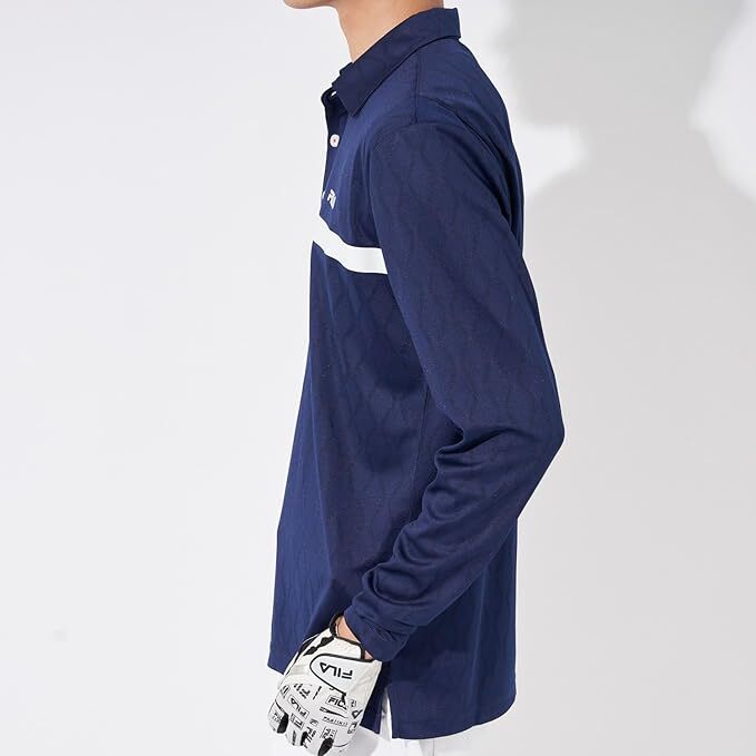 新品 フィラ ゴルフ 格子柄 長袖シャツ LLサイズ 紺 ネイビー 783-503 吸汗速乾 UVカット 税込9,790円 783503 ゴルフシャツ ゴルフウェア_画像2