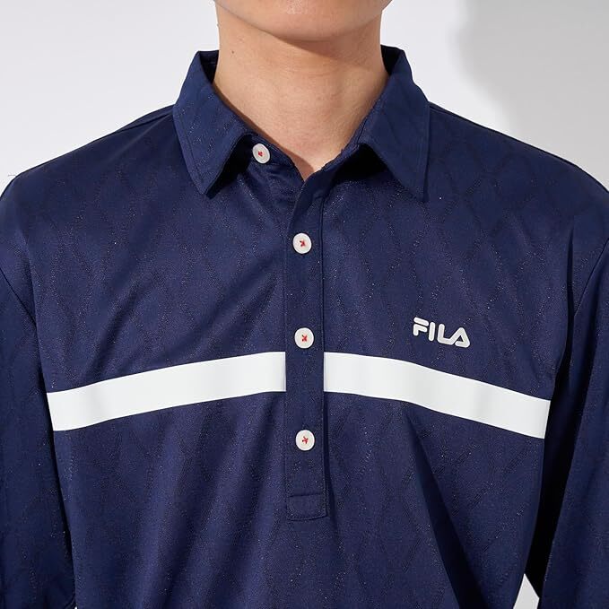 新品 フィラ ゴルフ 格子柄 長袖シャツ LLサイズ 紺 ネイビー 783-503 吸汗速乾 UVカット 税込9,790円 783503 ゴルフシャツ ゴルフウェア_画像4