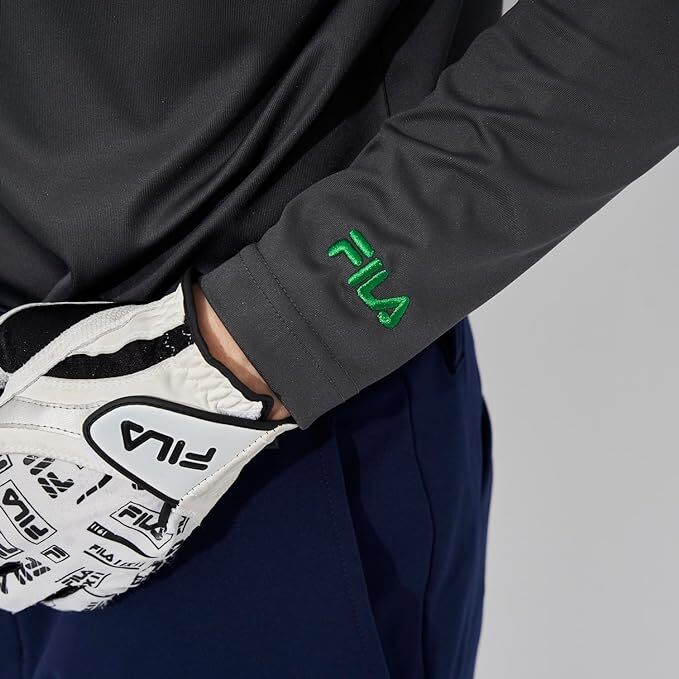 新品 フィラ ゴルフ モックネック 長袖 シャツ Mサイズ ダークグレー 783-540 吸汗速乾 UVカット 税込9,350円 ゴルフウェア 783540_画像5