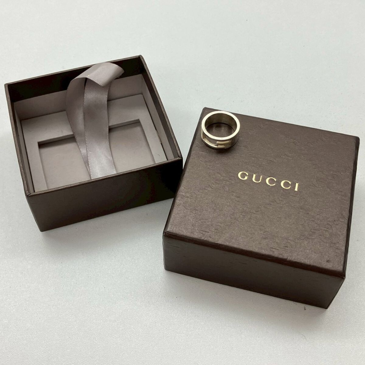 S001-SG3-1695◎ GUCCI グッチ アクセサリー リング 指輪 Gワイドリング 418 AC シルバー 925 シルバーアクセサリー 箱付き 12号 KA_画像1