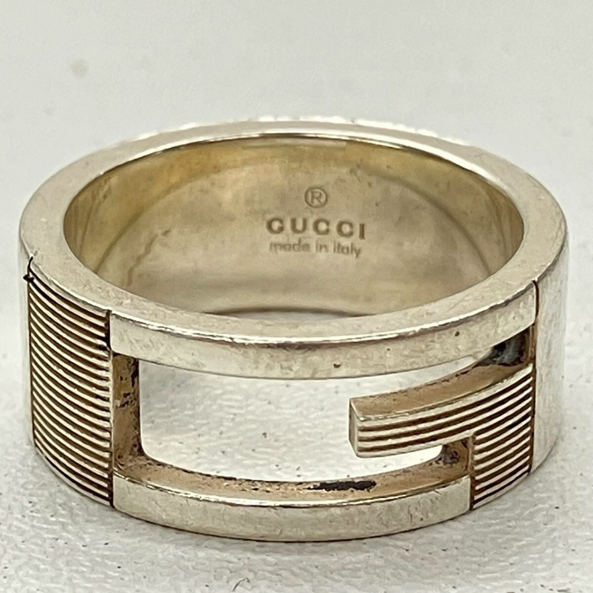 S001-SG3-1695◎ GUCCI グッチ アクセサリー リング 指輪 Gワイドリング 418 AC シルバー 925 シルバーアクセサリー 箱付き 12号 KA_画像10