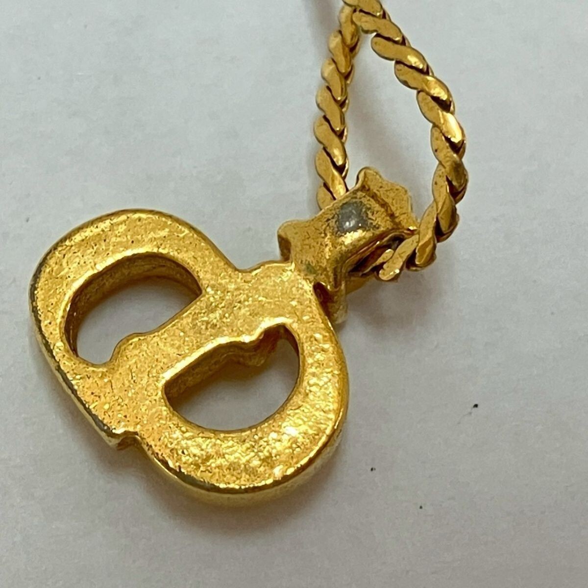 S031-K65-666★ Christian Dior クリスチャン・ディオール アクセサリー ネックレス CDロゴ ストーン ゴールドカラー KA_画像6