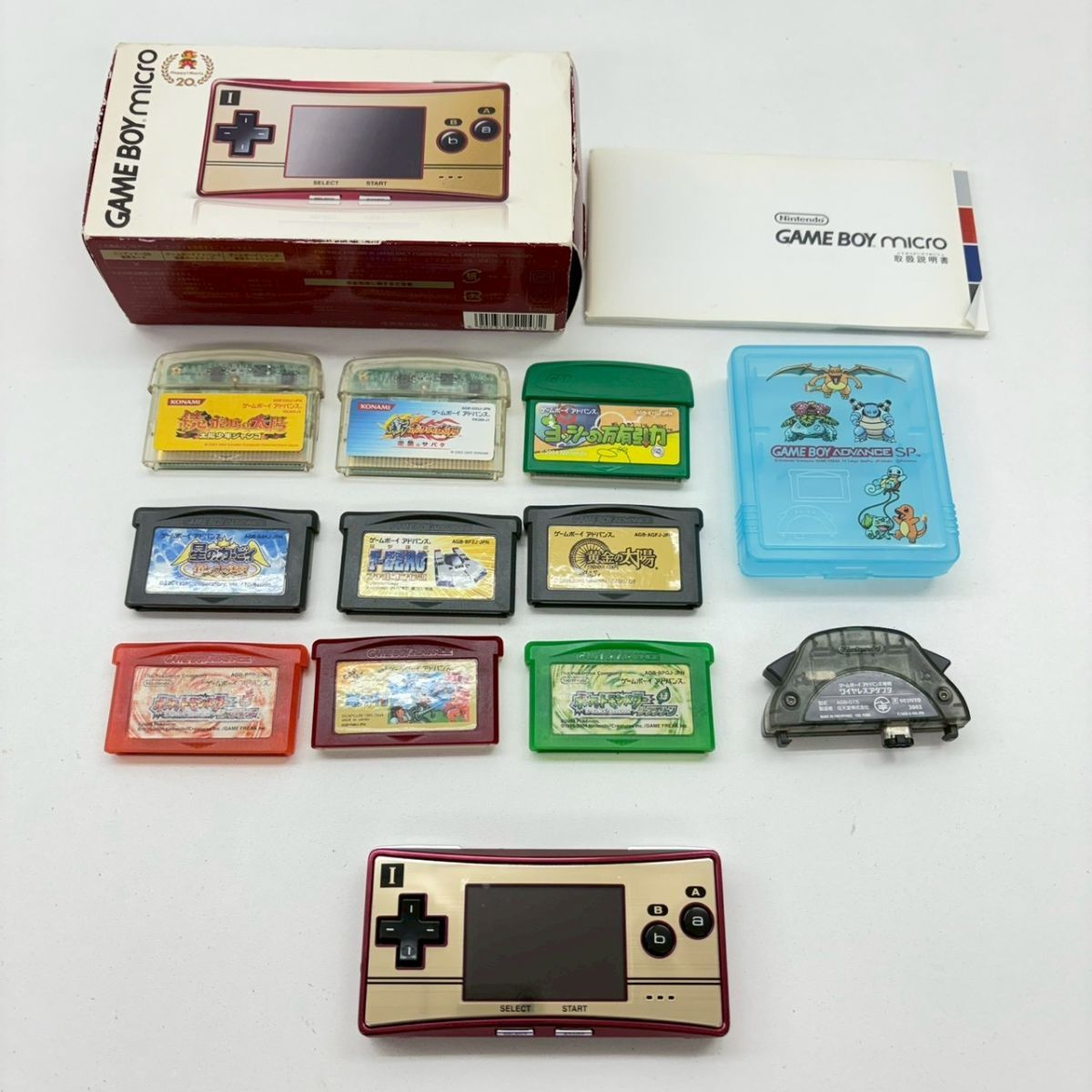 T236-K32-6369 NINTENDO ニンテンドー 任天堂 GAME BOY micro 本體+ソフト OXY-001 Happy!Mario 20h 記念モデル 箱付き 星のカービィ 他 KA