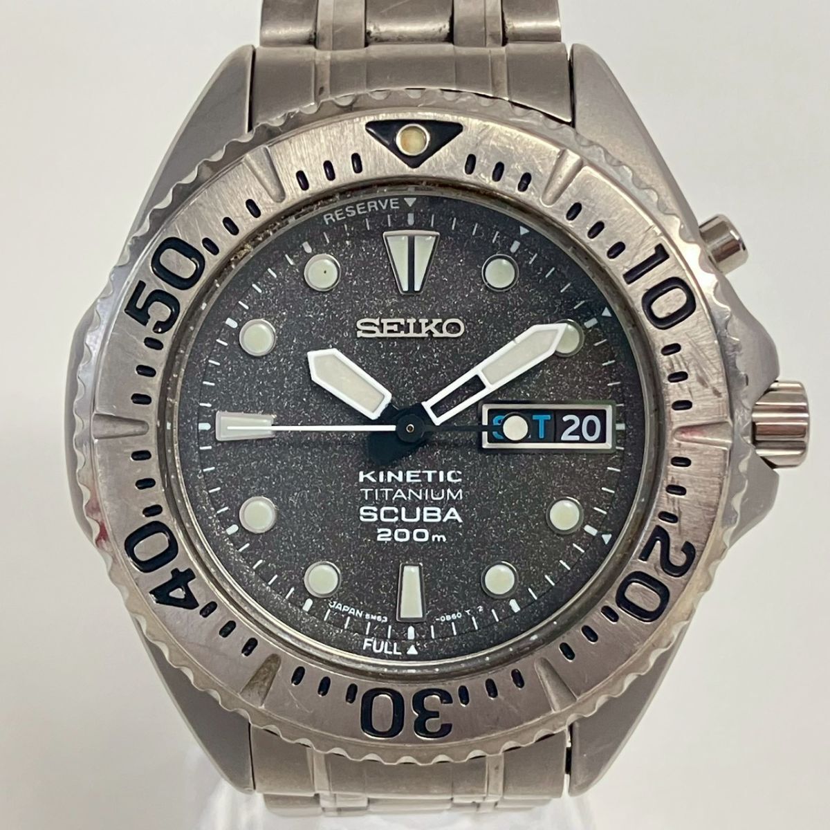 T057-I71-1538◎ SEIKO セイコー メンズ腕時計 SCUBA 5M63-0B40 オートクォーツ KINETIC 回転ベゼル ラウンド デイデイト 稼働 KA_画像1